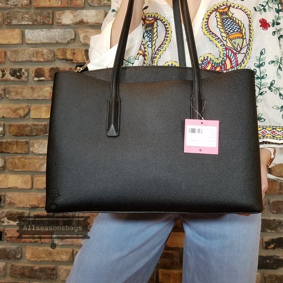kate spade Bags Kate Spade Margaux Leather Work Tote Black Laptop